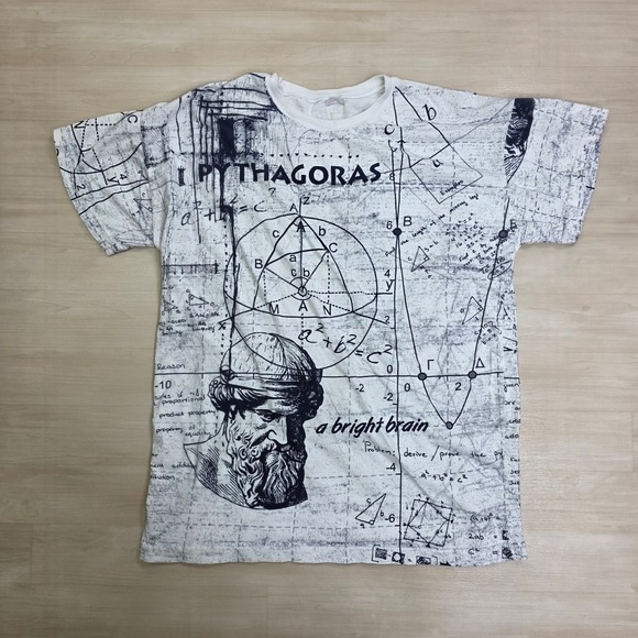 Vintage‎ Pythagoras All Over Print Shirt Math Science Greek Philosopher Small